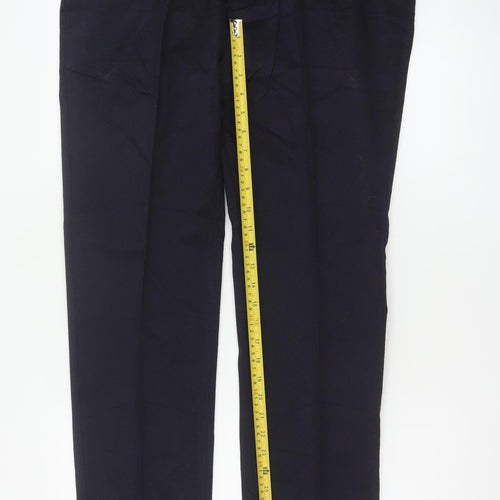 M&S Mens Navy Blue 36/33 Slim Straight Cotton Trousers