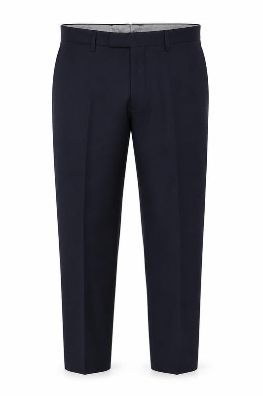 Marks & Spencer Men Navy 32/31 Wool Blend Flat Front Dress Trousers