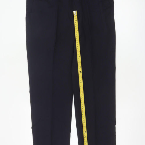 Marks & Spencer Men Navy 32/31 Wool Blend Flat Front Dress Trousers