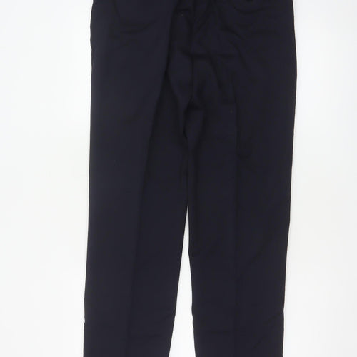 Marks & Spencer Men Navy 32/31 Wool Blend Flat Front Dress Trousers