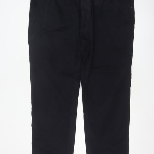 Marks & Spencer Men Black 3XL Straight Fit Drawstring Trousers