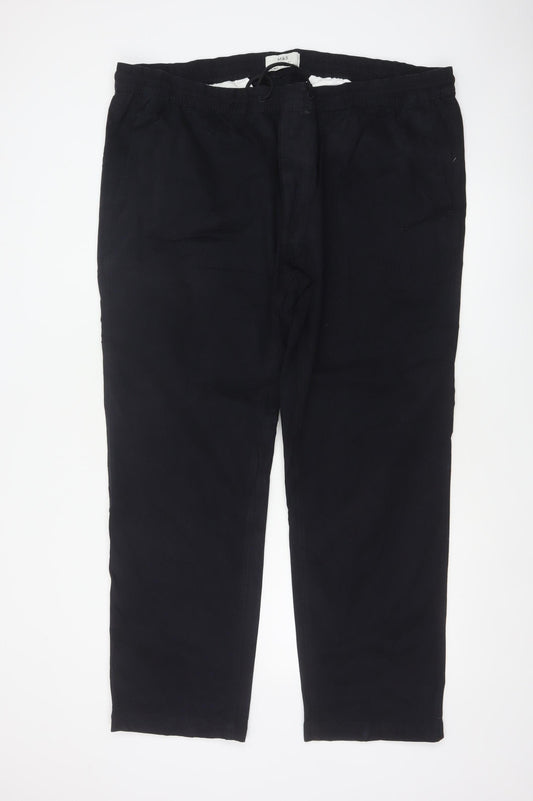 Marks & Spencer Men Black 3XL Straight Fit Drawstring Trousers