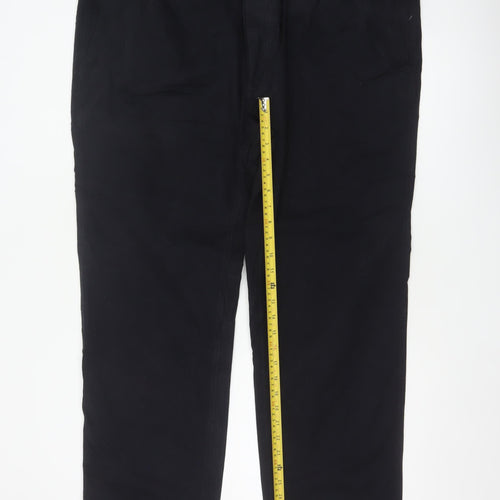 Marks & Spencer Men Black 3XL Straight Fit Drawstring Trousers