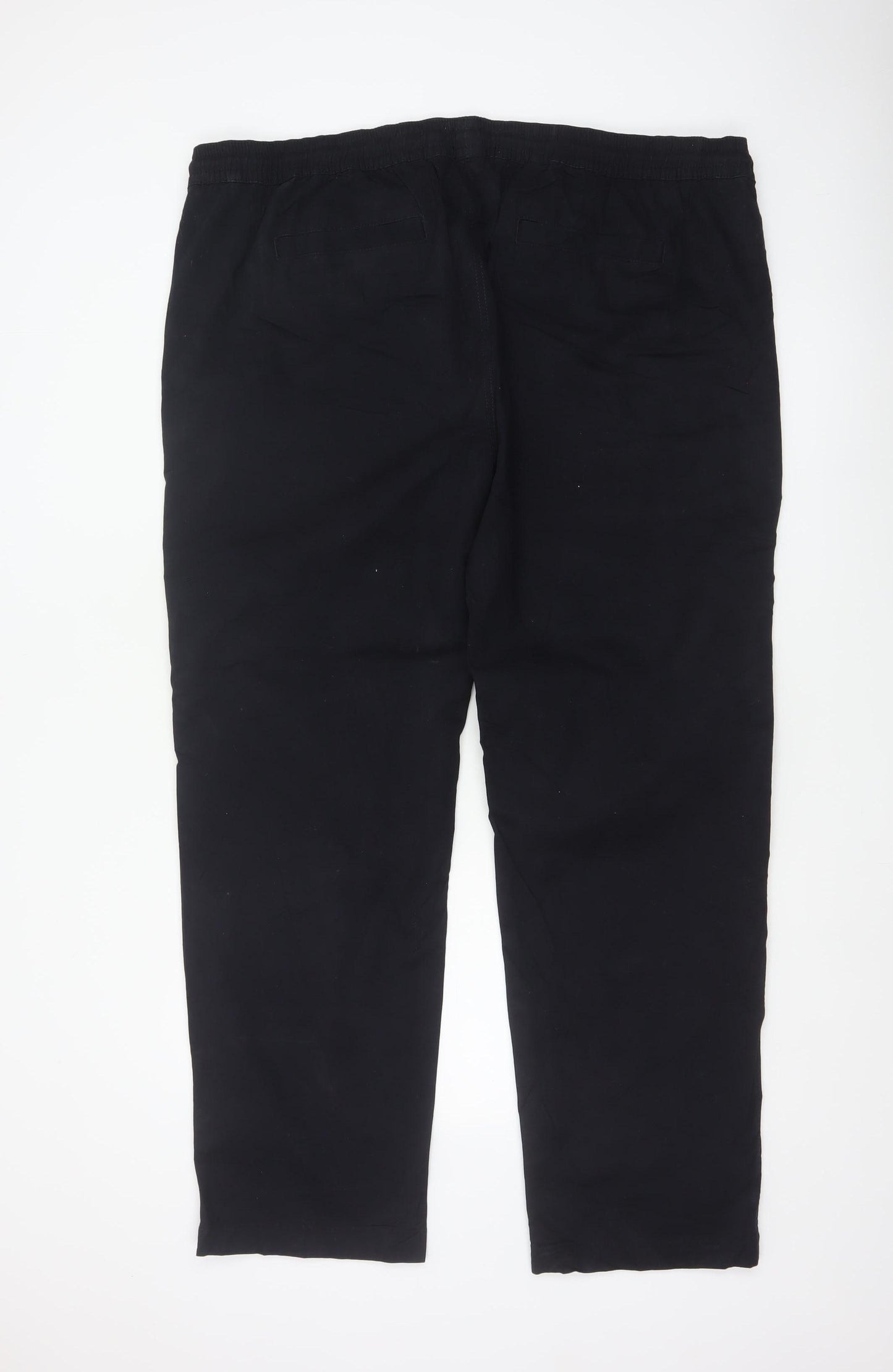 Marks & Spencer Men Black 3XL Straight Fit Drawstring Trousers