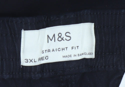 Marks & Spencer Men Black 3XL Straight Fit Drawstring Trousers