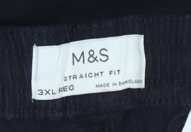 Marks & Spencer Men Black 3XL Straight Fit Drawstring Trousers