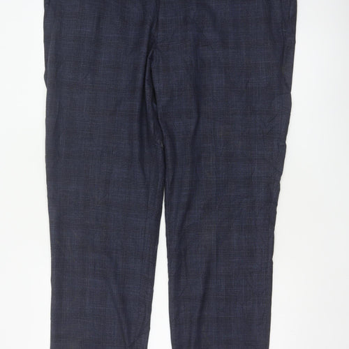 Marks & Spencer Men’s Blue Check Regular 42 Short Smart Trousers