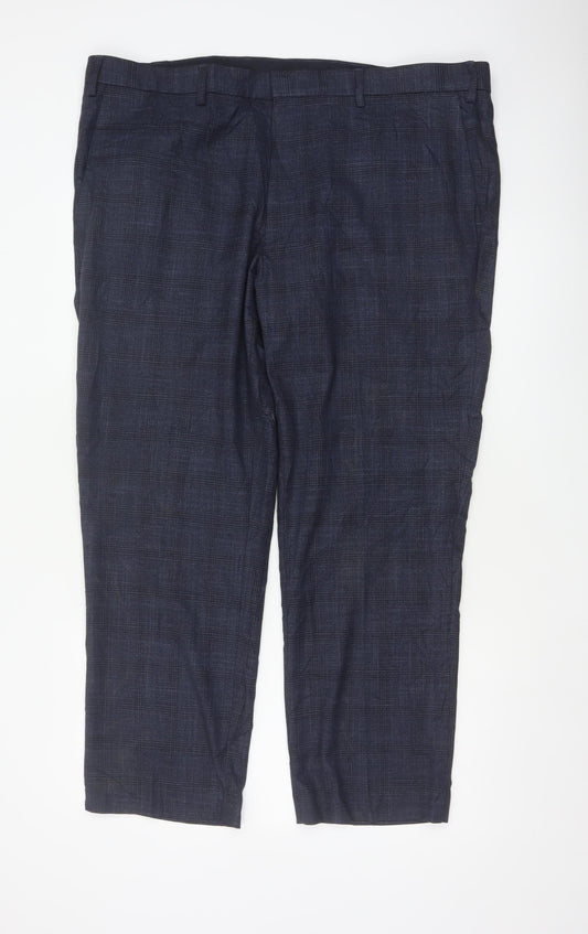 Marks & Spencer Men’s Blue Check Regular 42 Short Smart Trousers