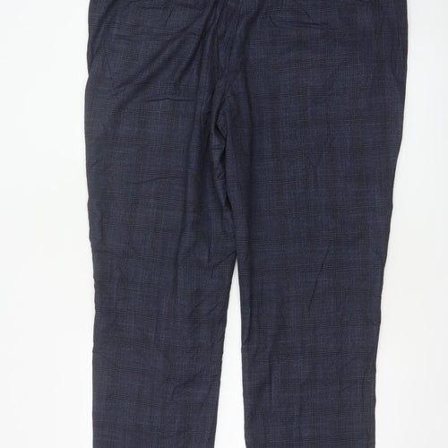 Marks & Spencer Men’s Blue Check Regular 42 Short Smart Trousers