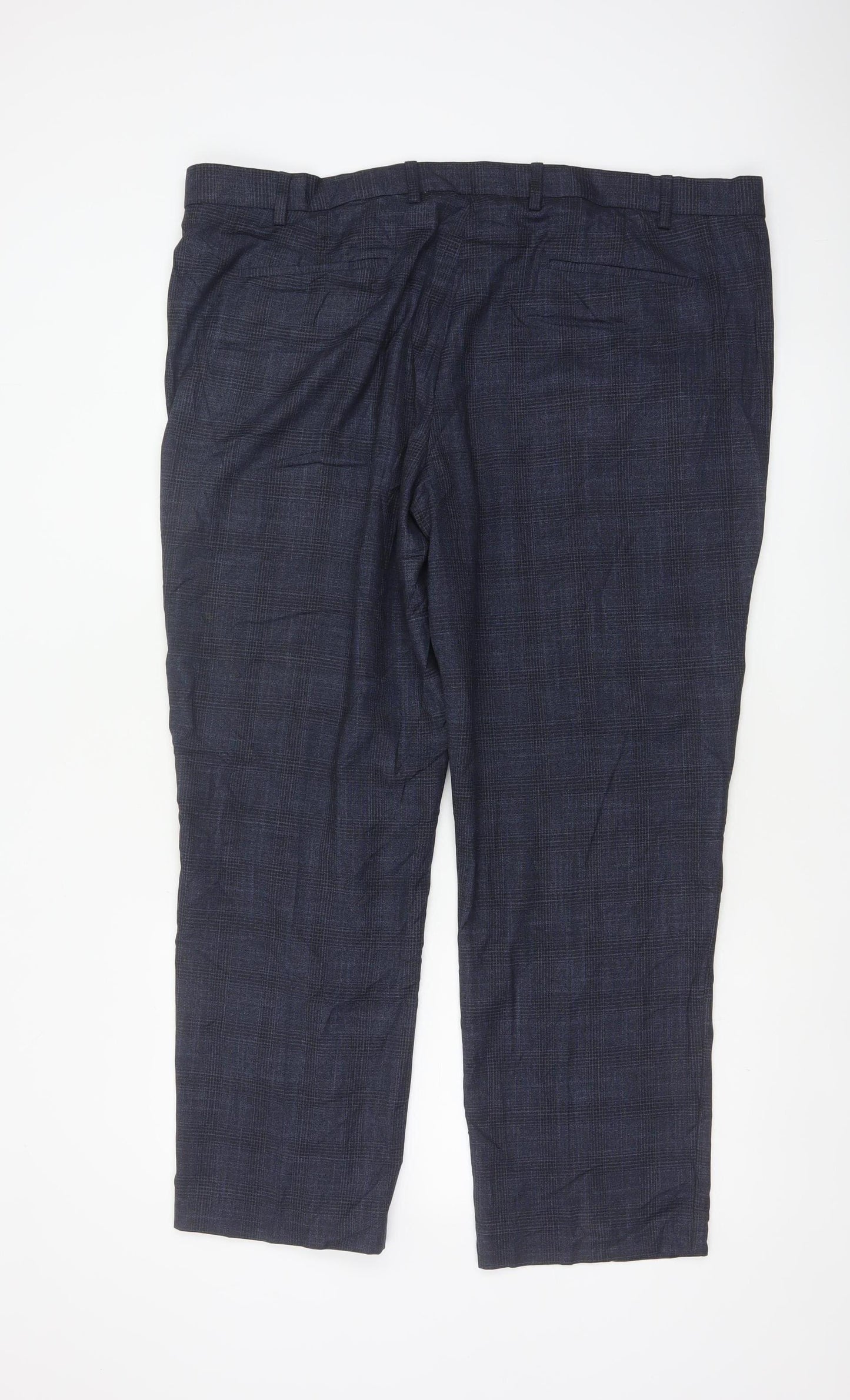 Marks & Spencer Men’s Blue Check Regular 42 Short Smart Trousers