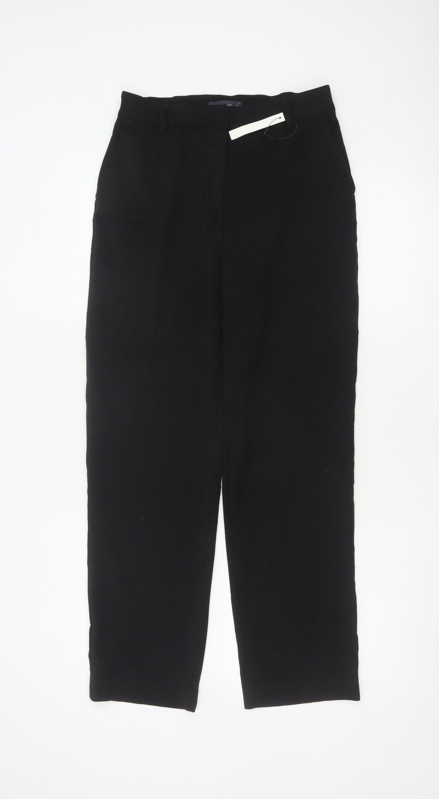 Marks & Spencer Women Black UK 10 Short Straight Tailored Trousers