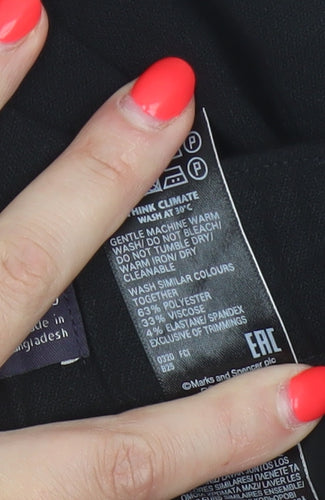 Marks & Spencer Women Black UK 10 Short Straight Tailored Trousers