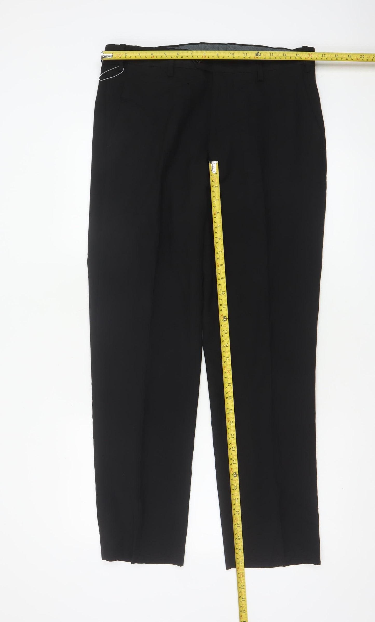 Marks and Spencer Men Black 32 Regular Straight Dress Trousers