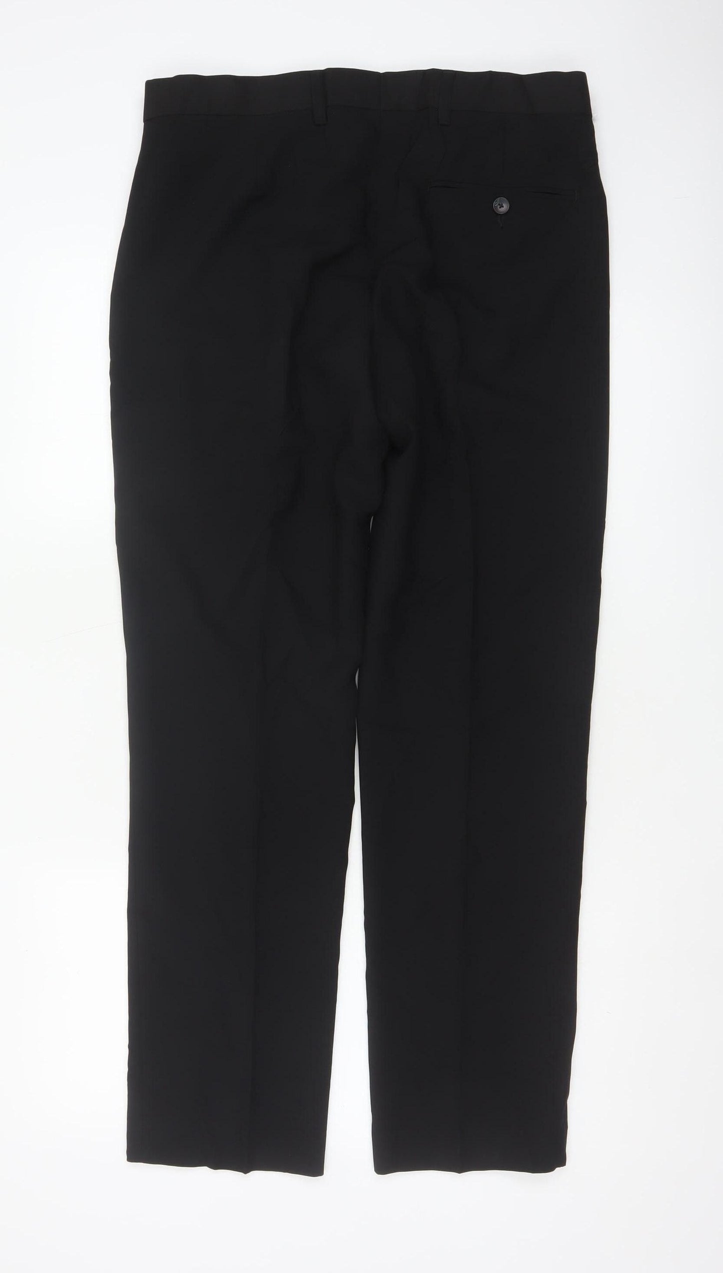 Marks and Spencer Men Black 32 Regular Straight Dress Trousers