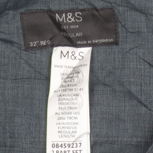 Marks and Spencer Men Black 32 Regular Straight Dress Trousers