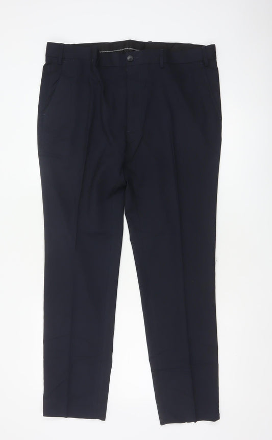 Marks & Spencer Men's Navy 38/31 Skinny Dress Trousers Slim Fit