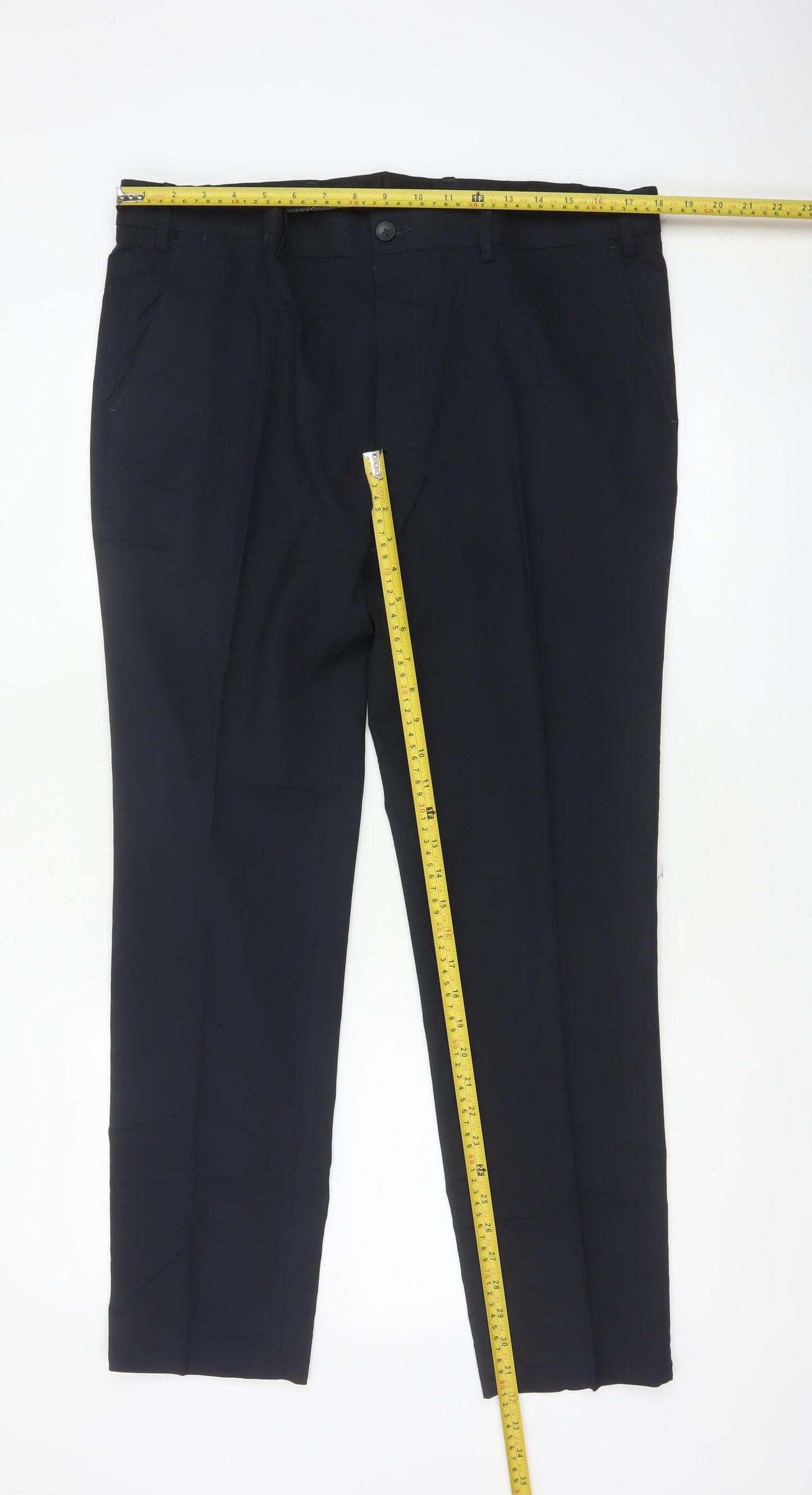 Marks & Spencer Men's Navy 38/31 Skinny Dress Trousers Slim Fit