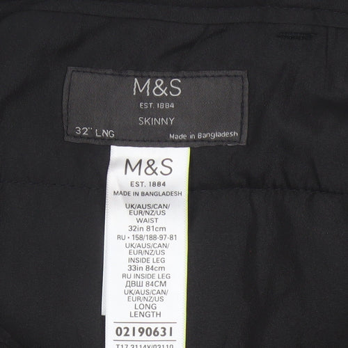 M&S Men’s Black 32in Skinny Trousers Smart Formal 33in Leg