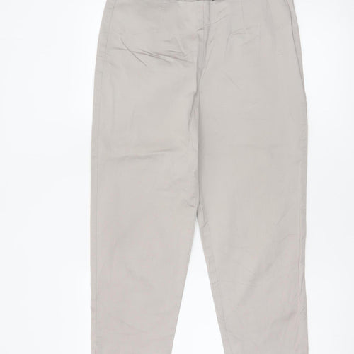 Marks & Spencer Women's Beige UK 12 Tapered Cotton Trousers