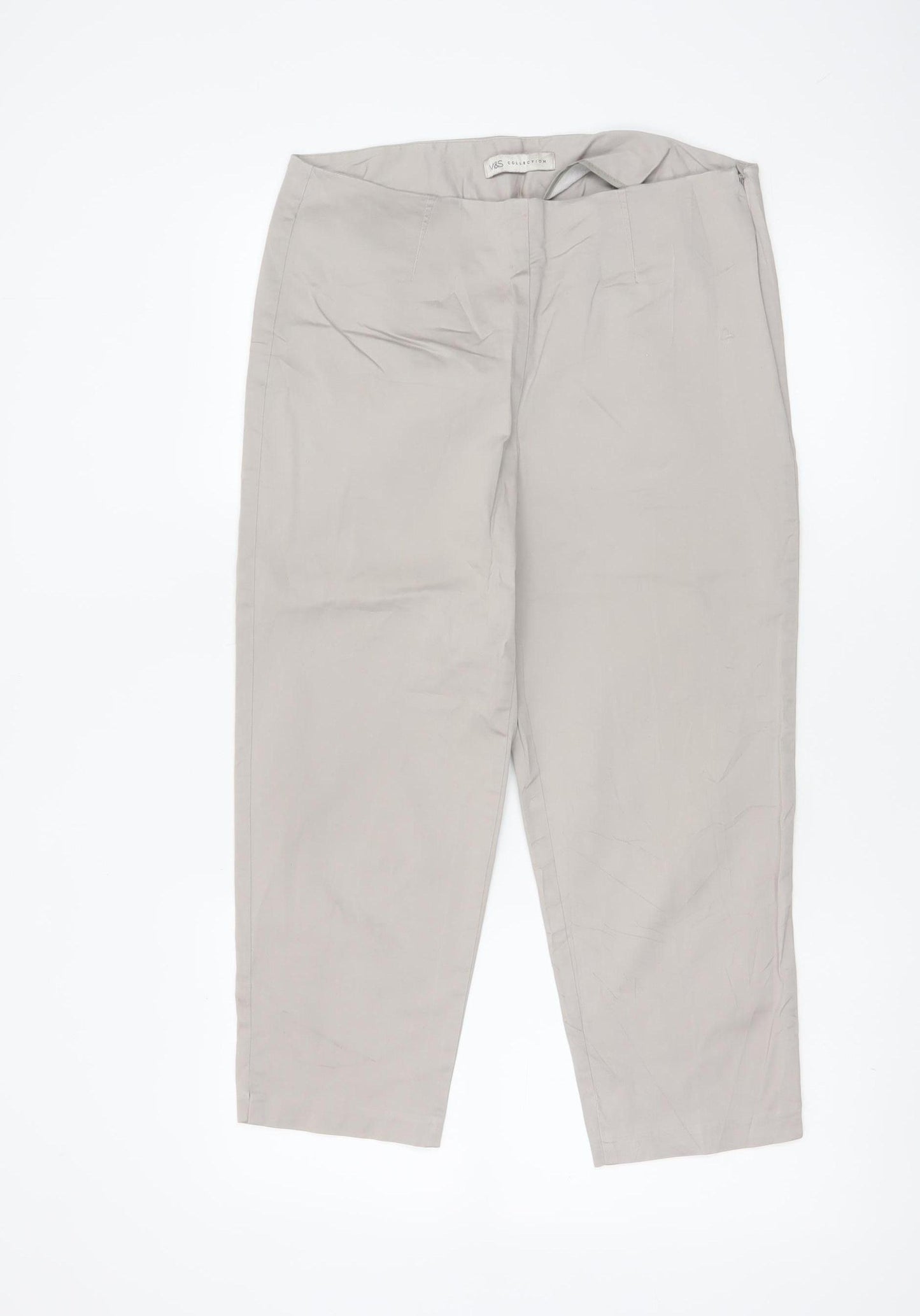 Marks & Spencer Women's Beige UK 12 Tapered Cotton Trousers
