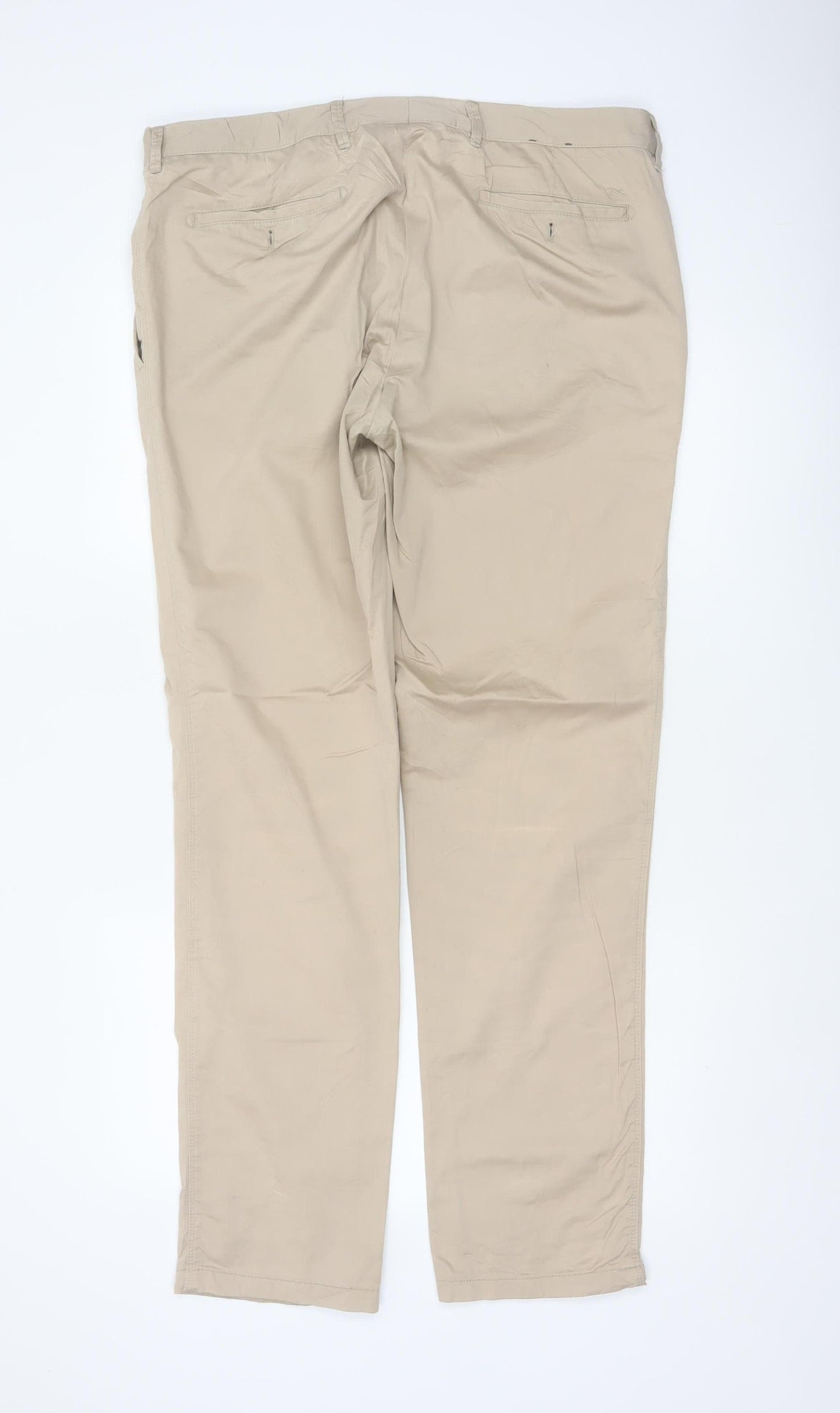 Brax Men’s Beige 36R Felix Stretch Cotton Chino Straight Trousers