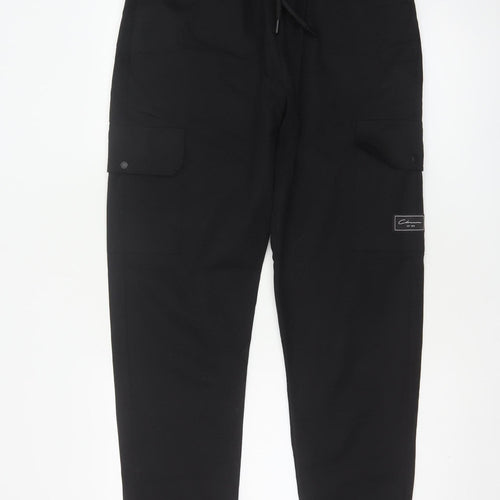 Closure London Men’s Black M Cargo Jogger Trousers Drawstring Cuffed