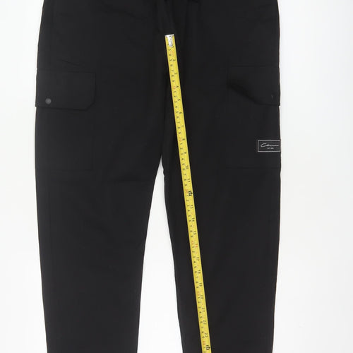 Closure London Men’s Black M Cargo Jogger Trousers Drawstring Cuffed