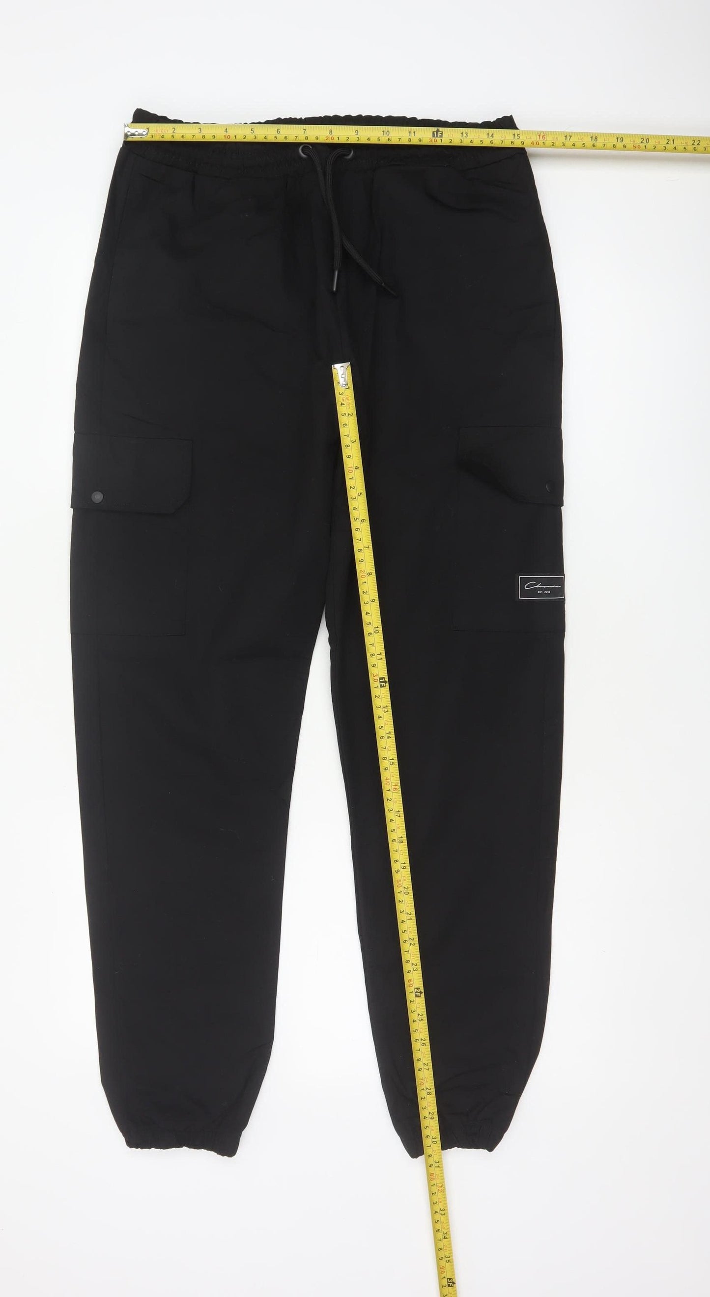 Closure London Men’s Black M Cargo Jogger Trousers Drawstring Cuffed