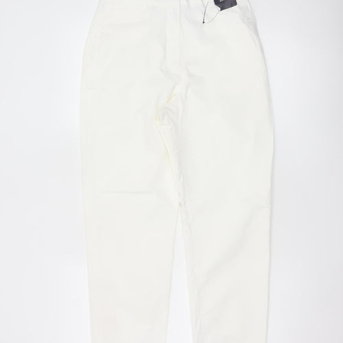 M&S Women’s White Chino Tapered Trousers UK 8 Regular