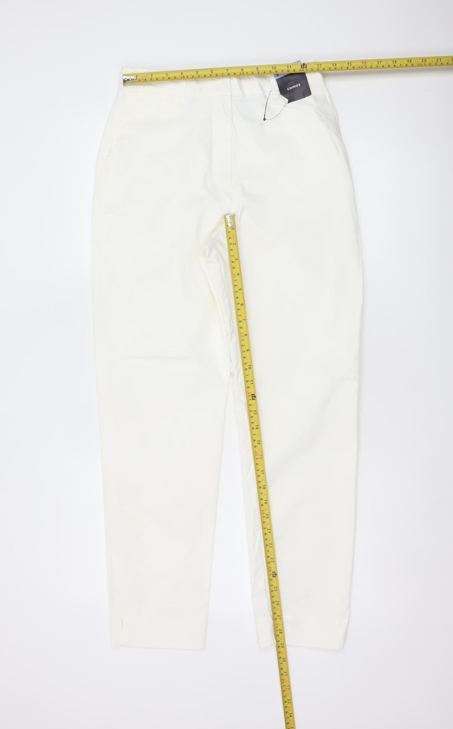 M&S Women’s White Chino Tapered Trousers UK 8 Regular