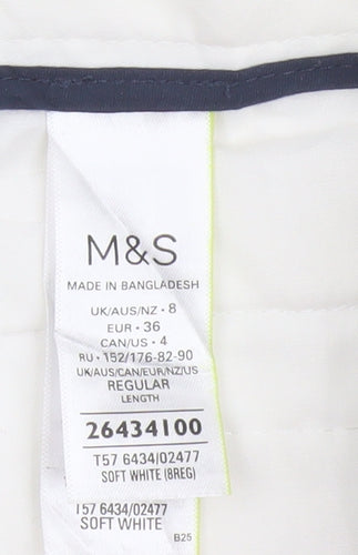 M&S Women’s White Chino Tapered Trousers UK 8 Regular