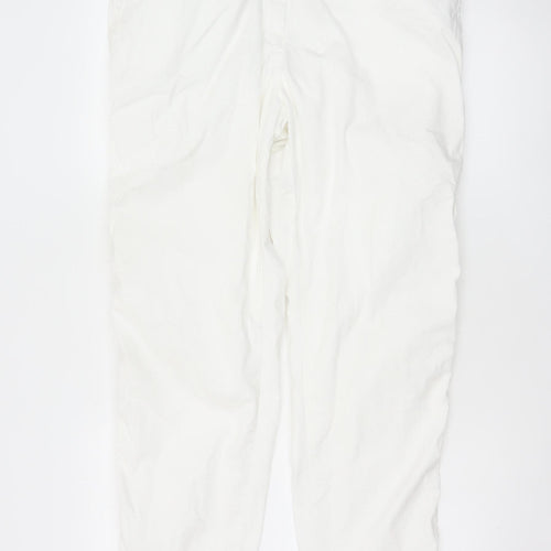 M&S Collection Women White Size 16 Cotton Tapered Chino Trousers