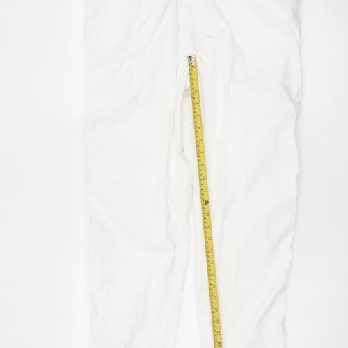 M&S Collection Women White Size 16 Cotton Tapered Chino Trousers