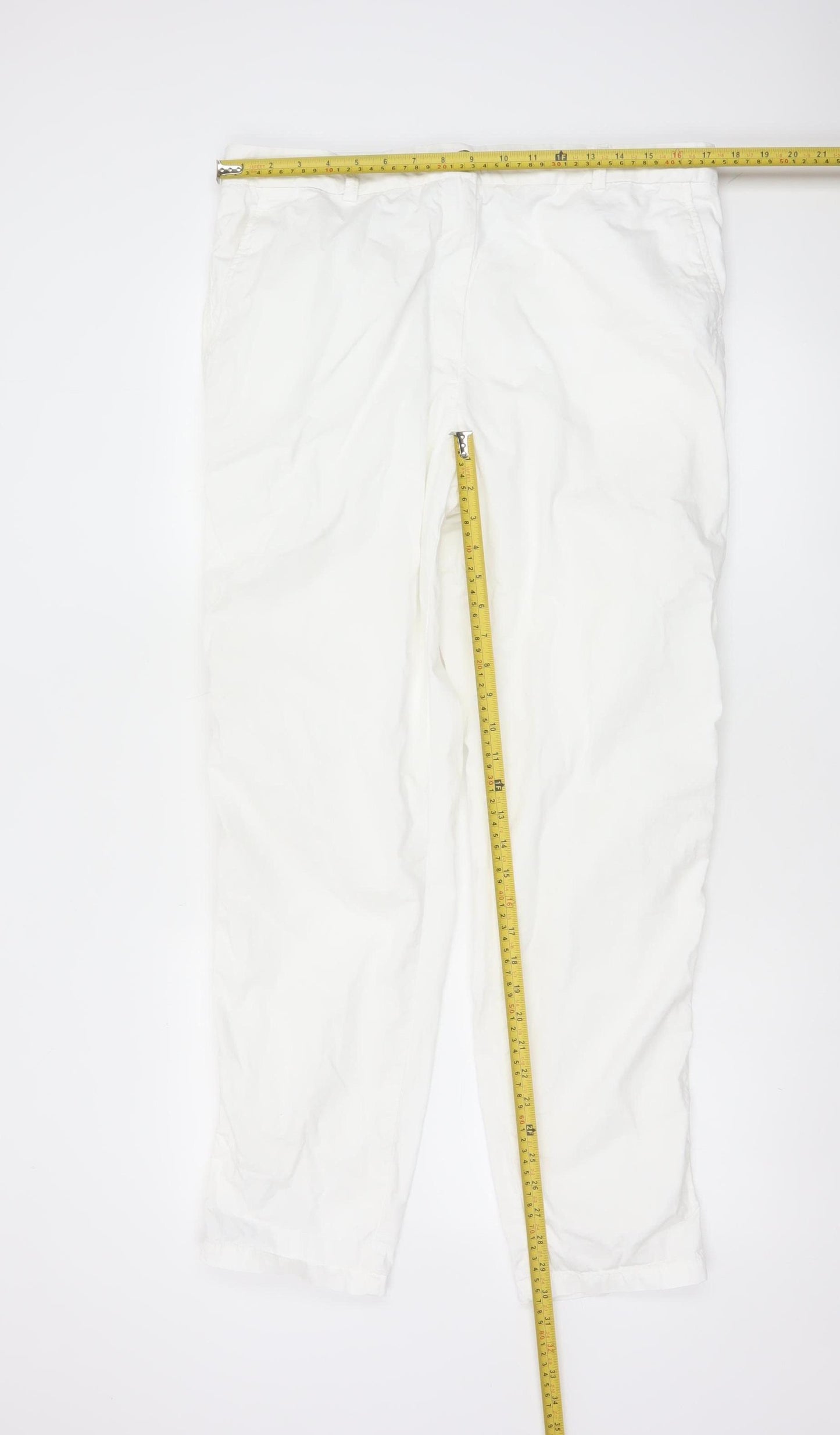 M&S Collection Women White Size 16 Cotton Tapered Chino Trousers