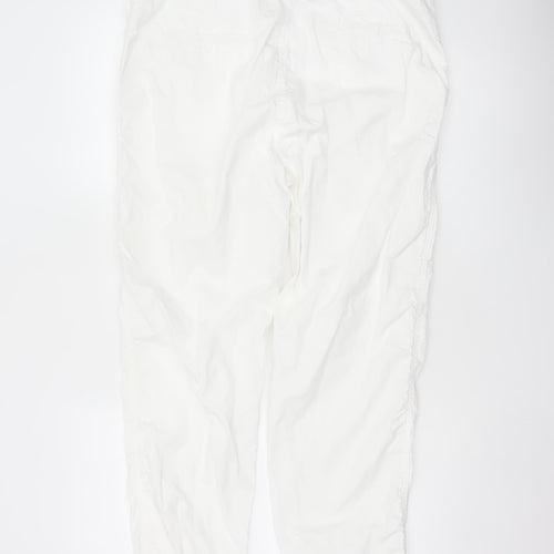 M&S Collection Women White Size 16 Cotton Tapered Chino Trousers