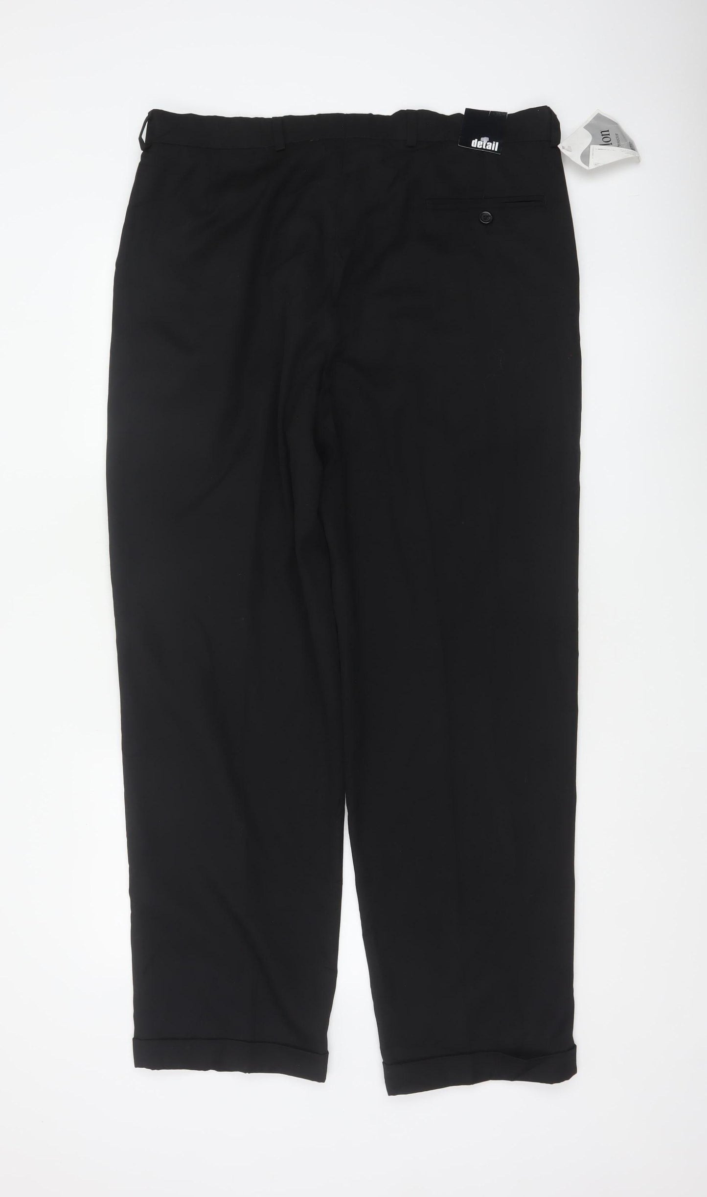 Detail Men’s Black 36R Pleated Tapered Dress Trousers Cuffed