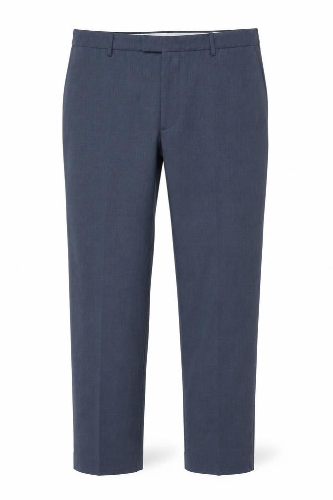Marks & Spencer Men Blue Check Dress Trousers 50in Waist Long
