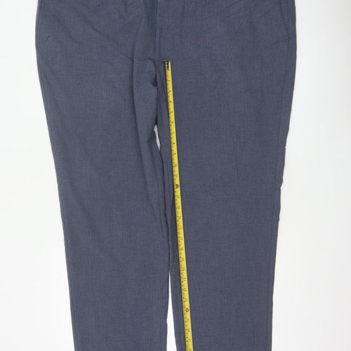 Marks & Spencer Men Blue Check Dress Trousers 50in Waist Long