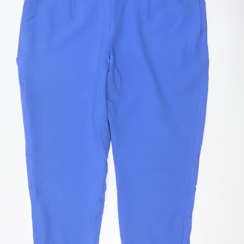 M&S Women Blue UK 24 Short Tapered Ankle Zip Tailored Trousers