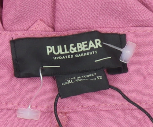 Pull&Bear Women Pink XL Wide-Leg High Rise Smart Trousers