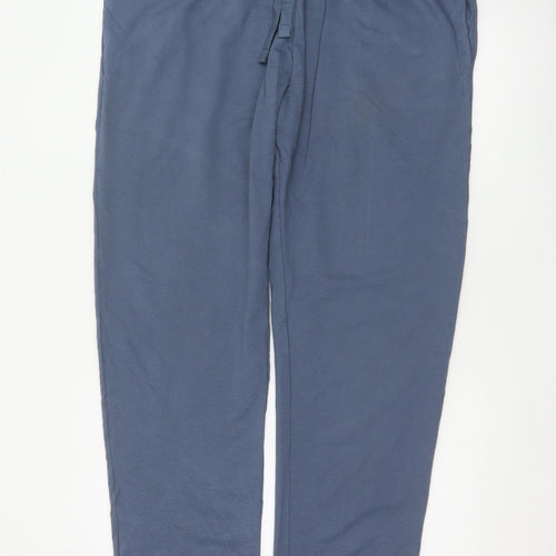 Marks and Spencer Men Blue 2XL Long Regular Fit Drawstring Trousers