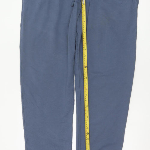 Marks and Spencer Men Blue 2XL Long Regular Fit Drawstring Trousers