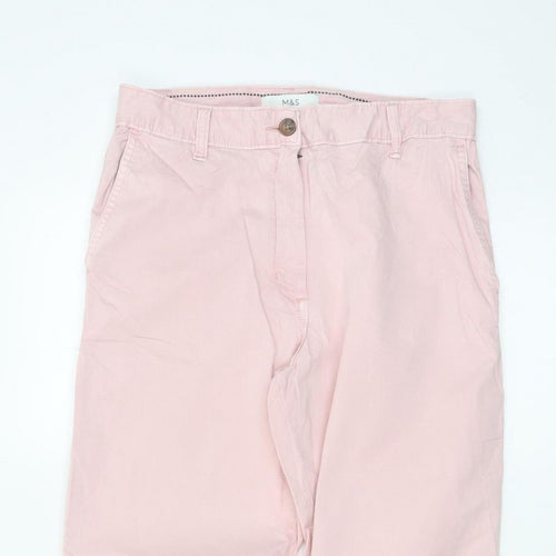 M&S Women’s Pink Size 8 Regular Tapered Chino Trousers