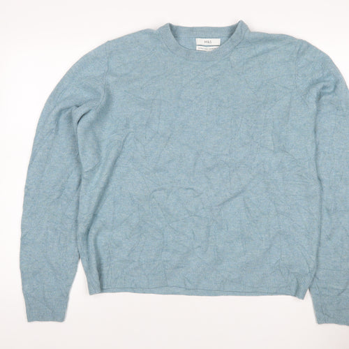 Marks and Spencer Men Blue XL Lambswool Crew Neck Pullover Jumper