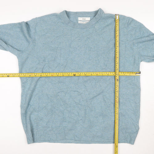 Marks and Spencer Men Blue XL Lambswool Crew Neck Pullover Jumper