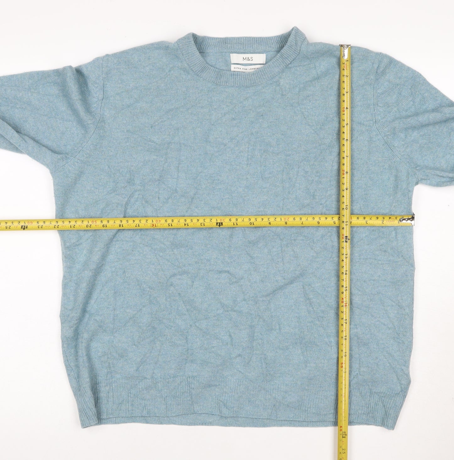 Marks and Spencer Men Blue XL Lambswool Crew Neck Pullover Jumper