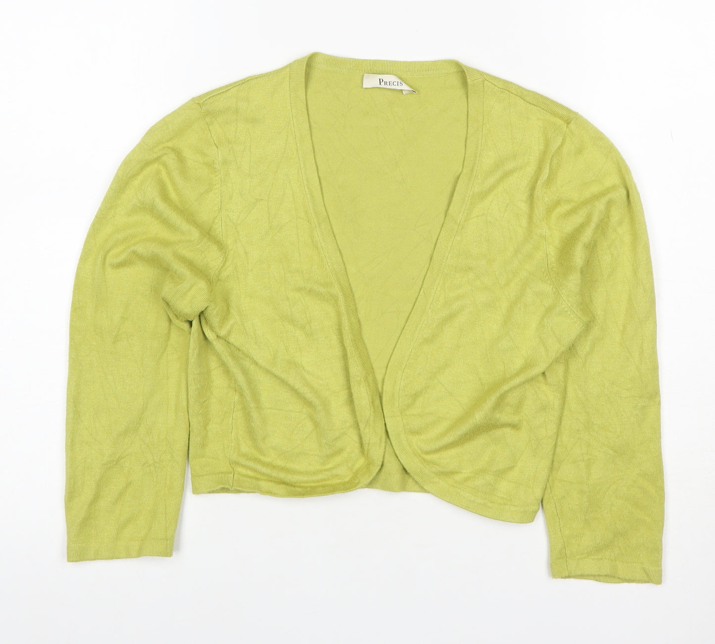 Precis Women Green Size S Open V-Neck Long Sleeve Viscose Cardigan