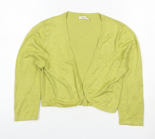 Precis Women Green Size S Open V-Neck Long Sleeve Viscose Cardigan