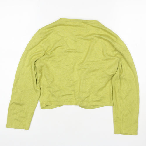 Precis Women Green Size S Open V-Neck Long Sleeve Viscose Cardigan