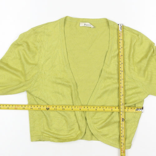 Precis Women Green Size S Open V-Neck Long Sleeve Viscose Cardigan